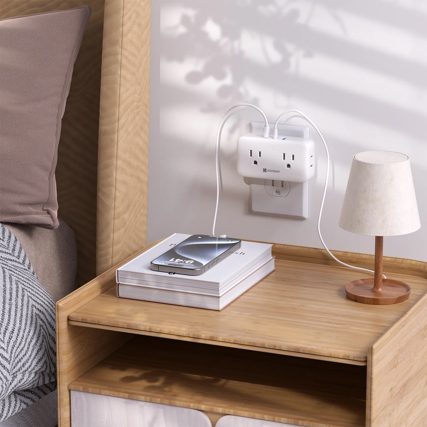 Koosom Multi Plug Outlet Extender with USB - Outlet Splitter, 4 AC 3 USB Ports (1 Type-C) Wall Charger with Rotating Plug