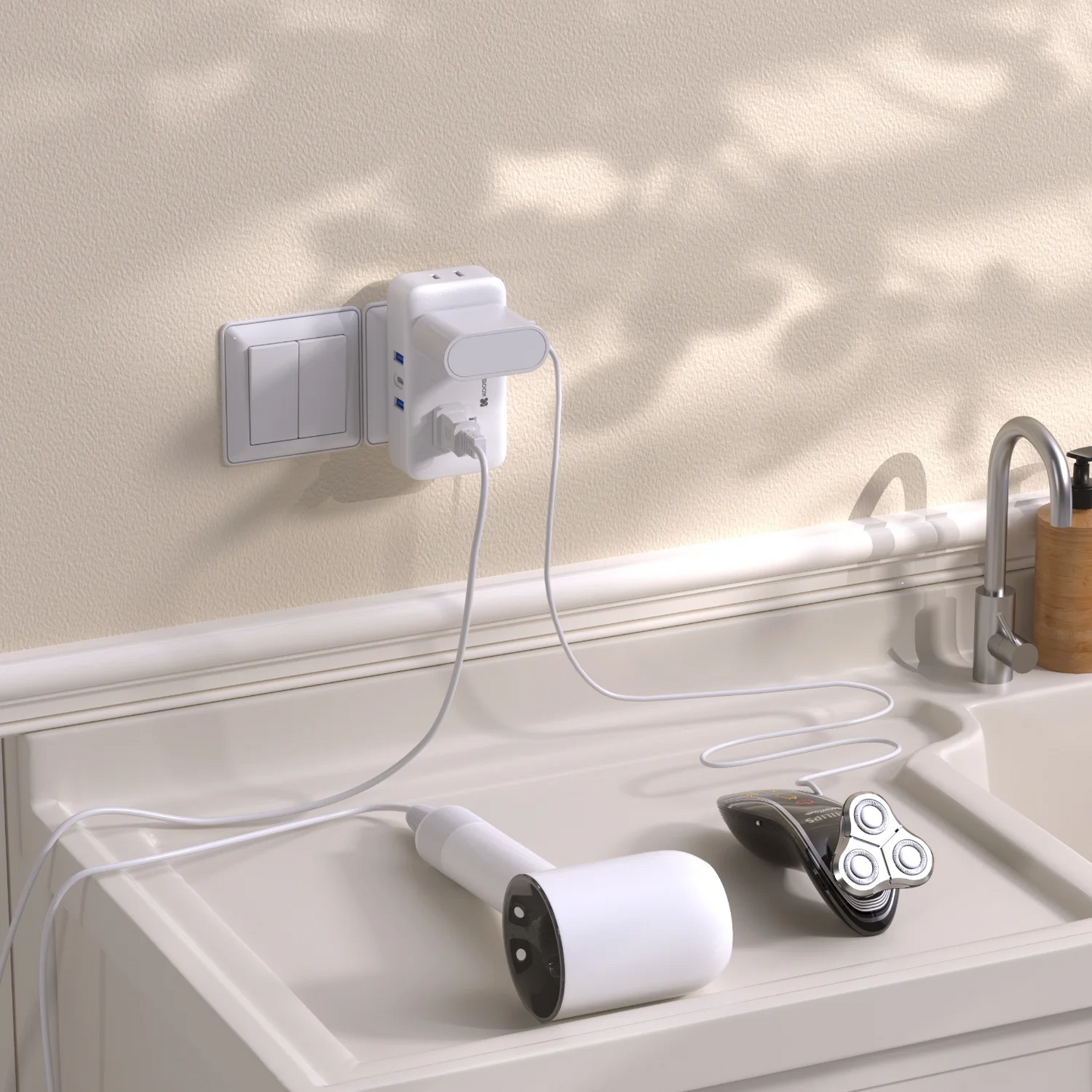 Koosom Multi Plug Outlet Extender with USB - Outlet Splitter, 4 AC 3 USB Ports (1 Type-C) Wall Charger with Rotating Plug