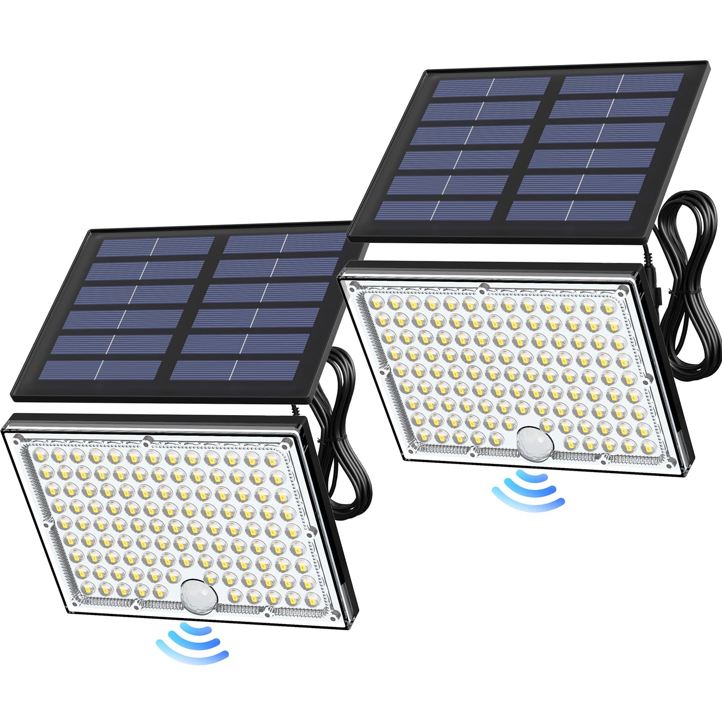 Koosom Motion Solar Lights Outdoor, 113 LED Cool White Bright Solar Flood Lights Waterproof, Dusk to Dawn Outdoor Solar Powered Security Lights for Fence Porch Patio Yard Garage, 2 Pack