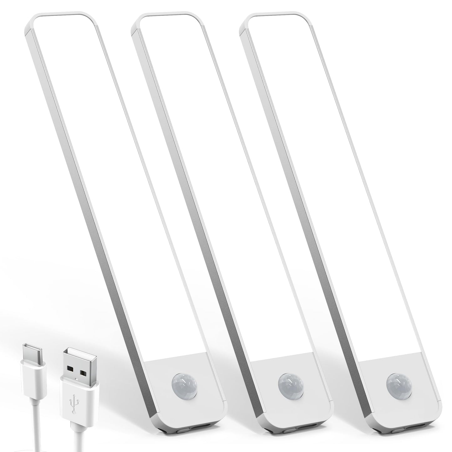 Koosom Under Cabinet Lighting,96 LED Rechargeable Under Cabinet Lights Wireless, 1100mah Closet Lights Battery Operated, Dimmable Motion Sensor Light Indoor, Under Counter Lights for Kitchen, Cabinet