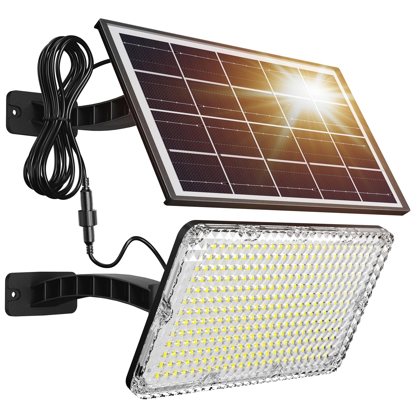 Koosom 1000 Lumens 299 LED Solar Lights Outdoor Bright Solar Dusk to Dawn Light with 4000mAh Battery, IP65 Waterproof Outdoor Solar Powered Security Flood Light for Wall Porch Shed Barn