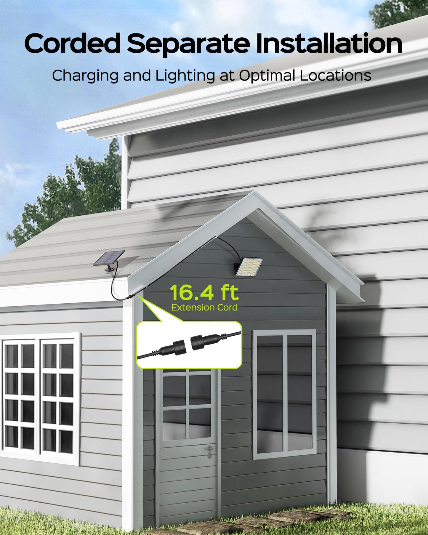 Koosom Motion Solar Lights Outdoor, 113 LED Cool White Bright Solar Flood Lights Waterproof, Dusk to Dawn Outdoor Solar Powered Security Lights for Fence Porch Patio Yard Garage, 2 Pack