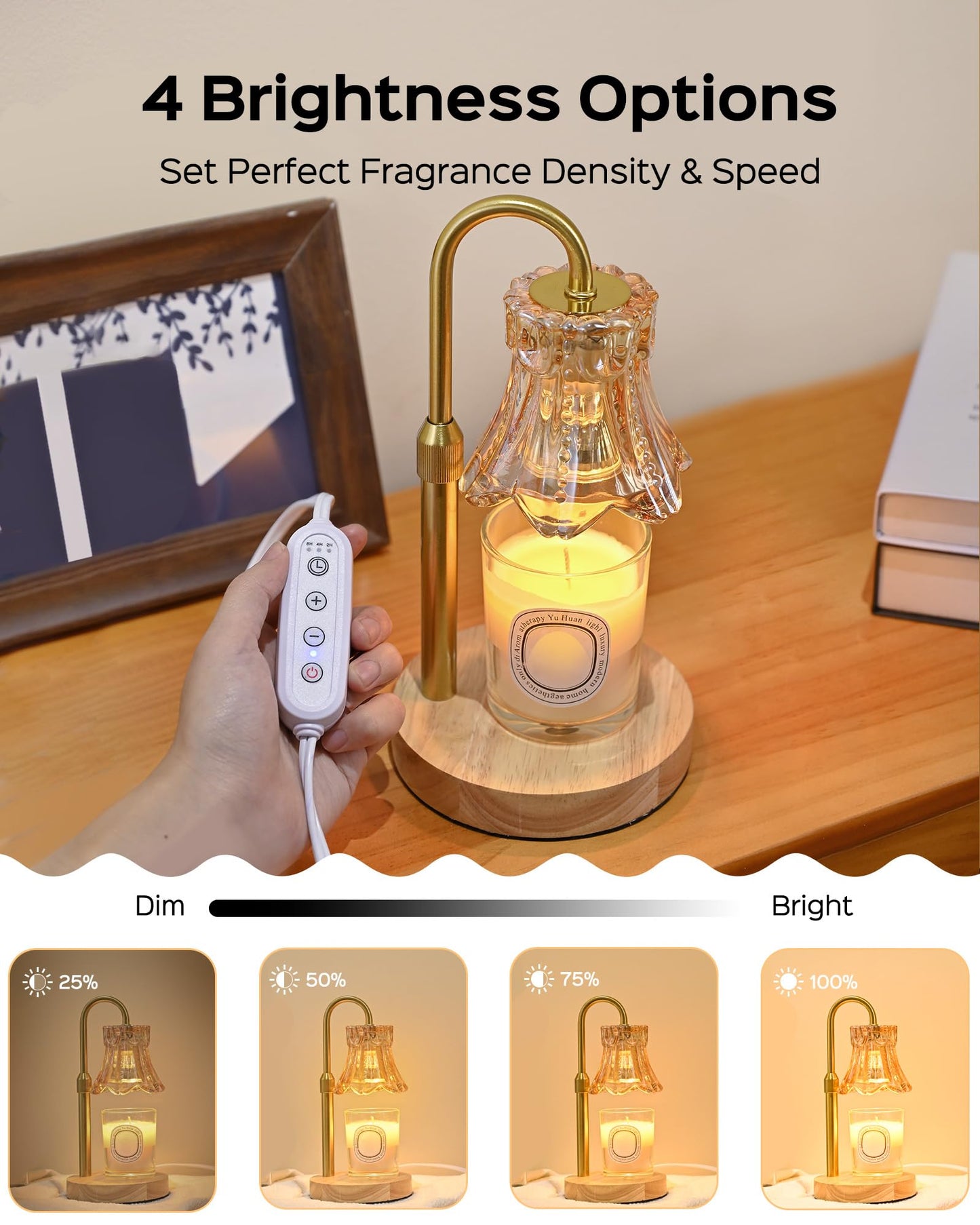 Koosom Candle Warmer Lamps 2-Pack, Height Adjustable Fragrance Candle Warming Lamps with 4 Bulbs 35W, 2H/4H/8H Timer and 4-Level Dimmer, Wax Warmer Heater Lamp for Home Decor, Housewarming Gift