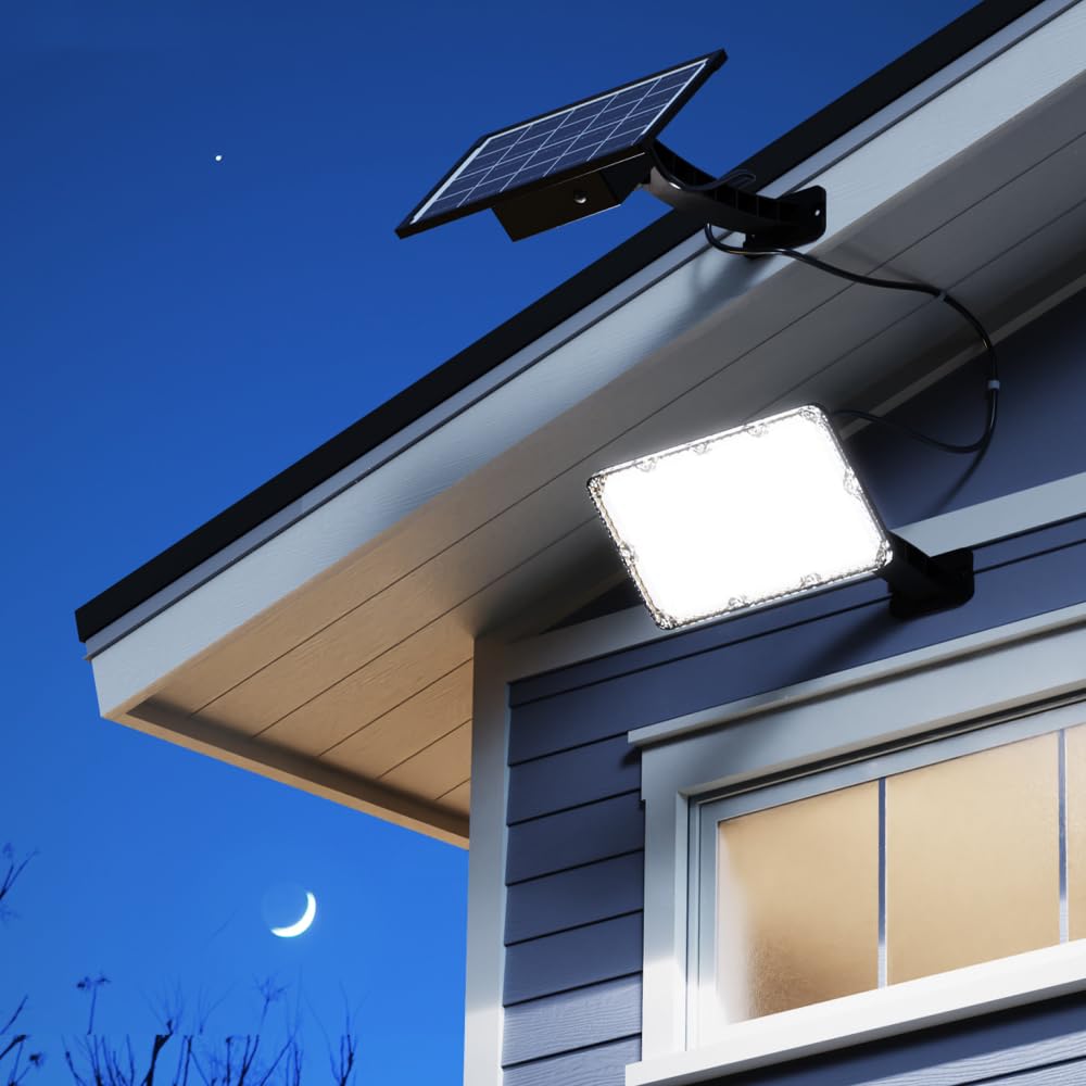 Koosom 1000 Lumens 299 LED Solar Lights Outdoor Bright Solar Dusk to Dawn Light with 4000mAh Battery, IP65 Waterproof Outdoor Solar Powered Security Flood Light for Wall Porch Shed Barn