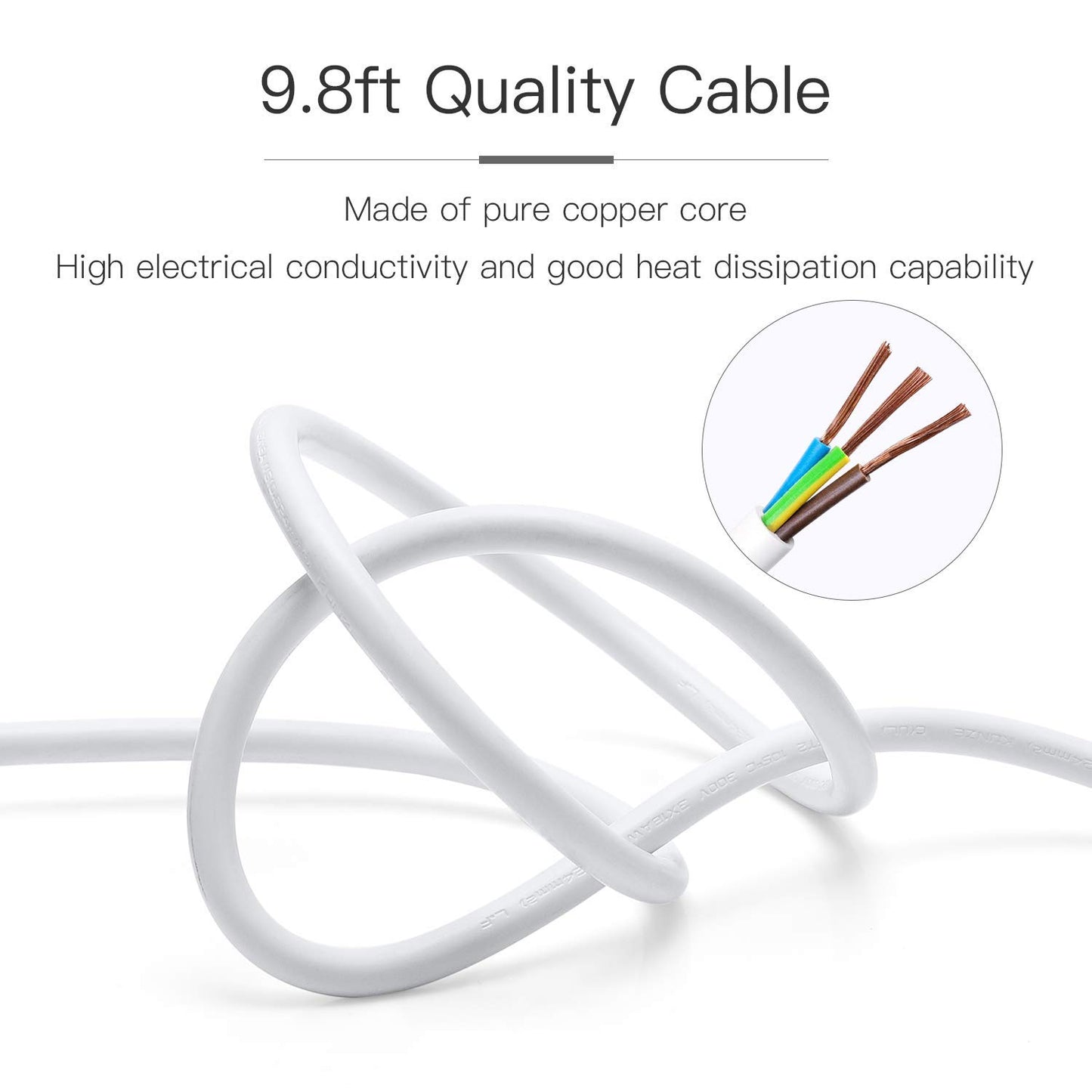 Koosom 10ft Power Strip Tower Wireless Charger Surge Protector Extension Cord 10A 9-Outlet 4.5A 4 USB Electrical Charging Station Universal Socket for Laptop Phone White and Gray
