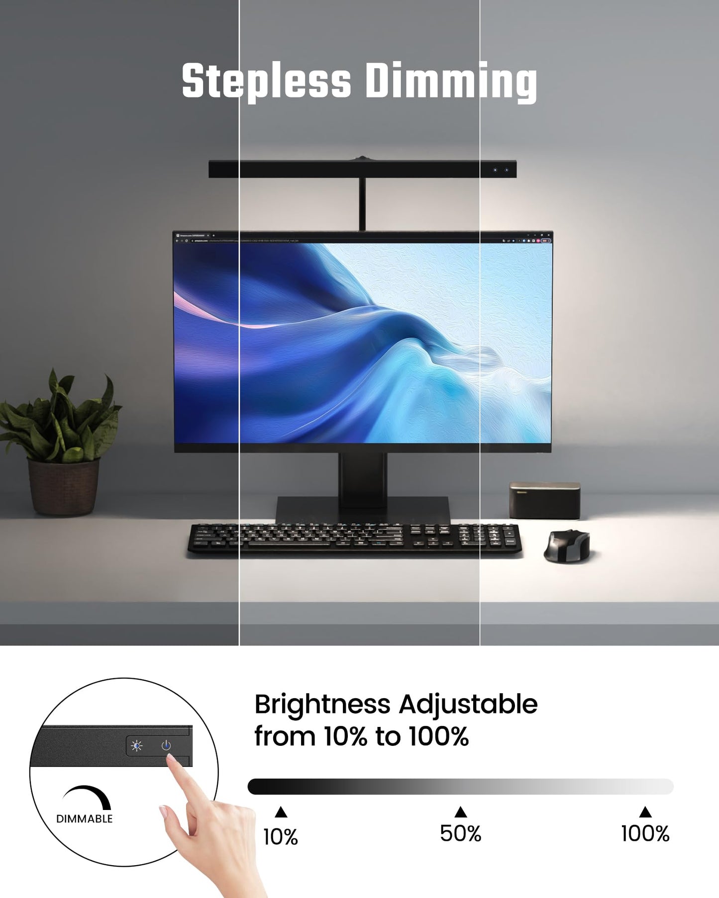 Koosom LED Desk Lamp for Office Home, Eye-Caring Desk Light with Adjustable Gooseneck, 12W Touch Control Dimmable Brightness, Architect Clamp Lamp with USB Adapter for Reading Study Workbench