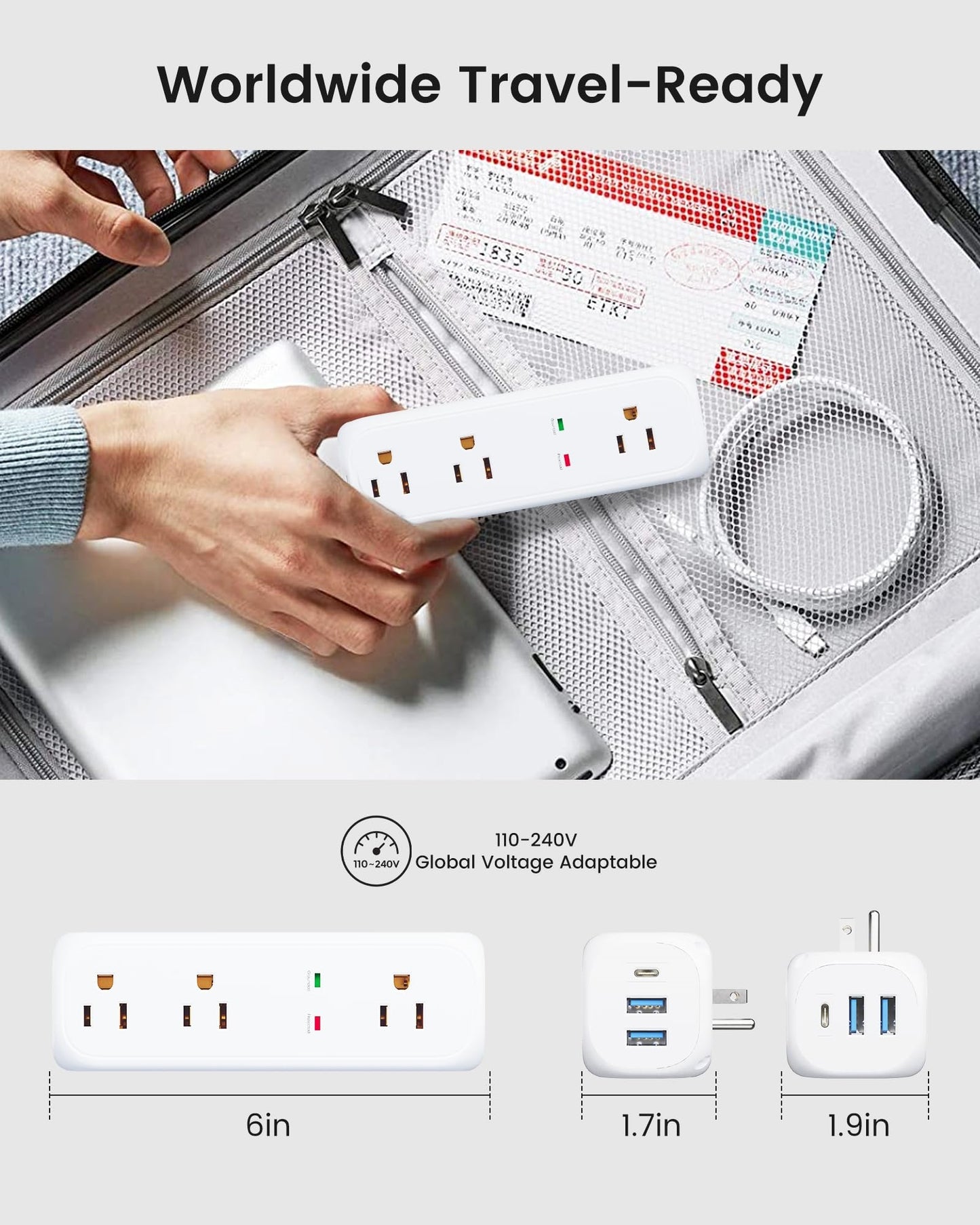 Koosom Multi Plug Outlet Extender, 9 AC Outlets, 3 USB Wall Charger(1 USB C) 360° Rotating Plug Outlet Splitter Surge Protector, 4-Sided Swivel Wall Plug Extender for Home, Office, Travel,White