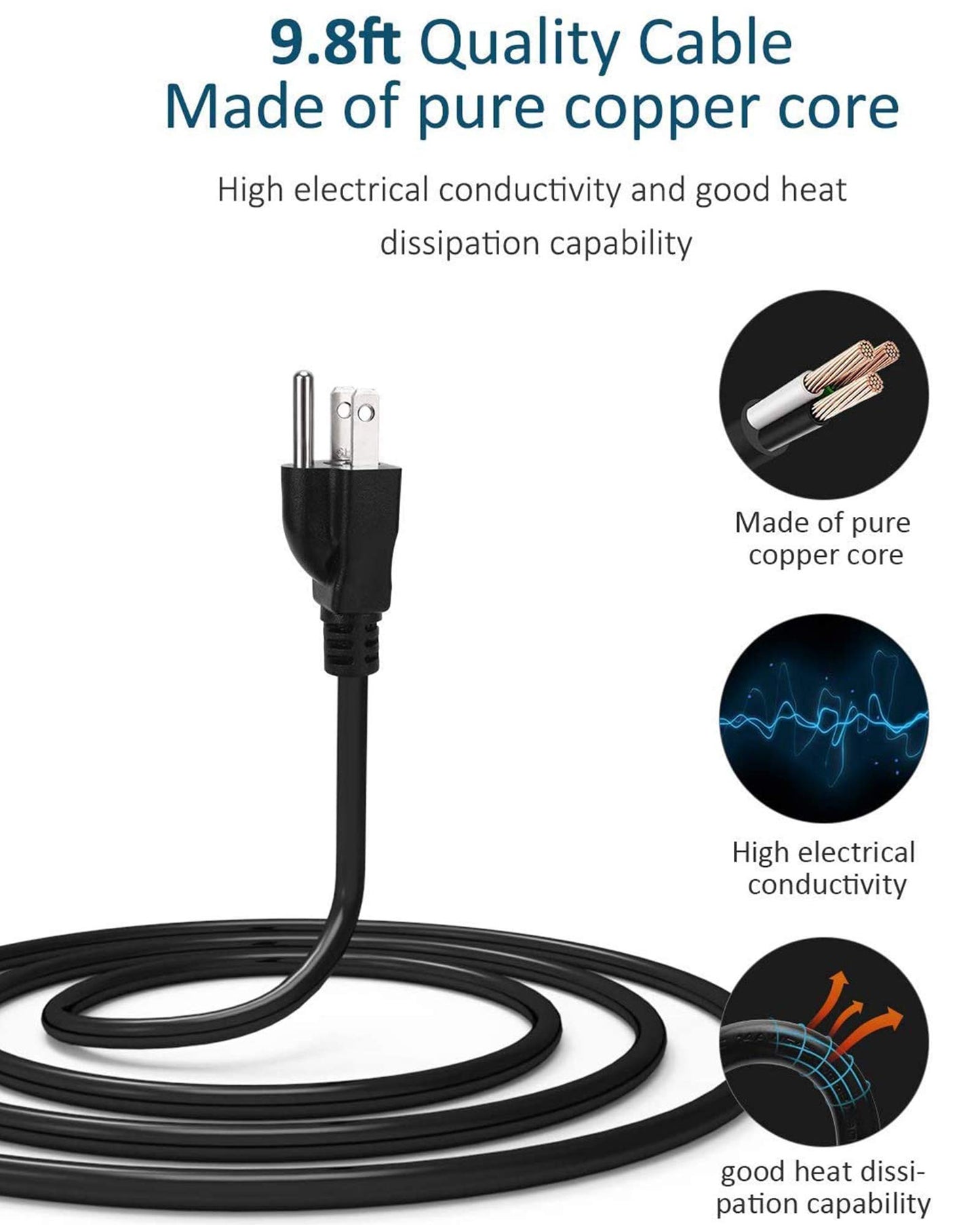 Koosom Power Strip Tower Surge Protector, Desktop Charging Station, 10 Ft Extension Cord, 9 Outlets, 4 USB Ports, 1080 Joules, 3-Prong, Grounded, Multiple Protections for Home, Office, Black