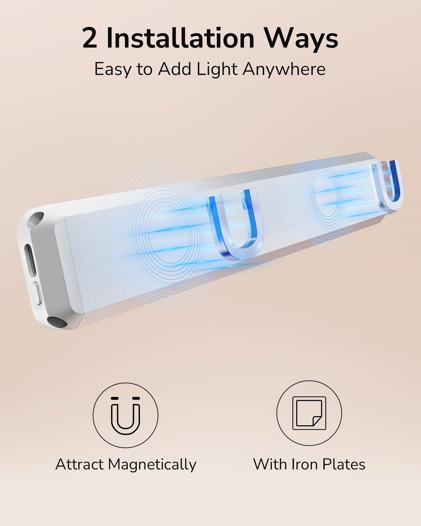 Koosom Under Cabinet Lighting,96 LED Rechargeable Under Cabinet Lights Wireless, 1100mah Closet Lights Battery Operated, Dimmable Motion Sensor Light Indoor, Under Counter Lights for Kitchen, Cabinet