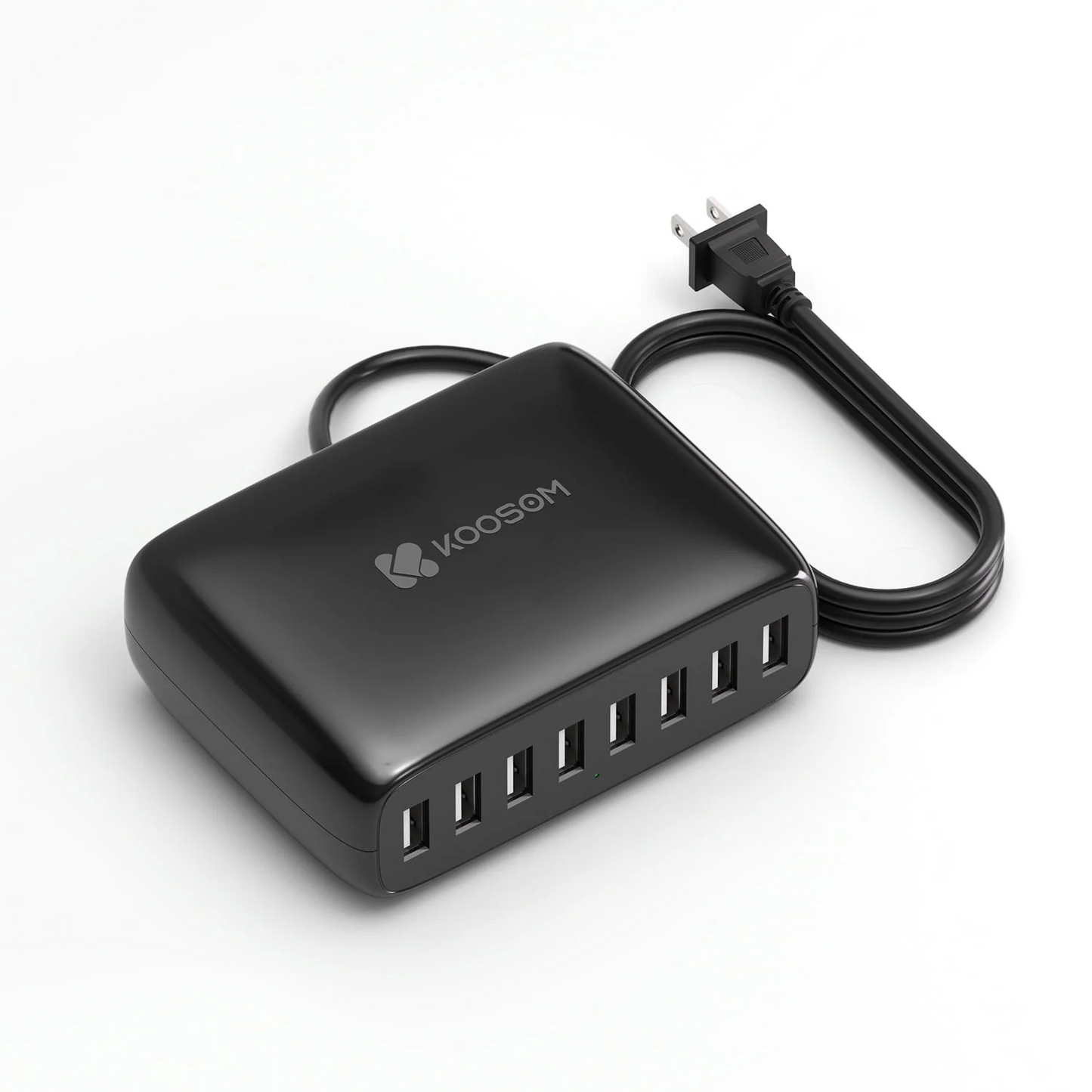 Koosom USB Charger Station, 8-Port Desktop Charging Station for Multiple Devices, Compatible with iPhone 11/X/Xs/Max/XR/SE/8/Plus, iPad Pro/Air/Mini, AirPods, Galaxy S10 Note, LG, and More, Black