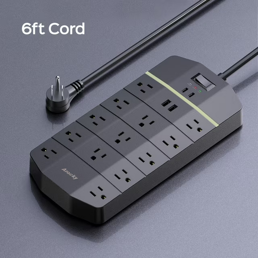 KOOSOM Power Strip,5000 Joules Surge Protector with 13 AC Outlets 2 USB-A & 2 USB-C PD 20W Fast Charging
