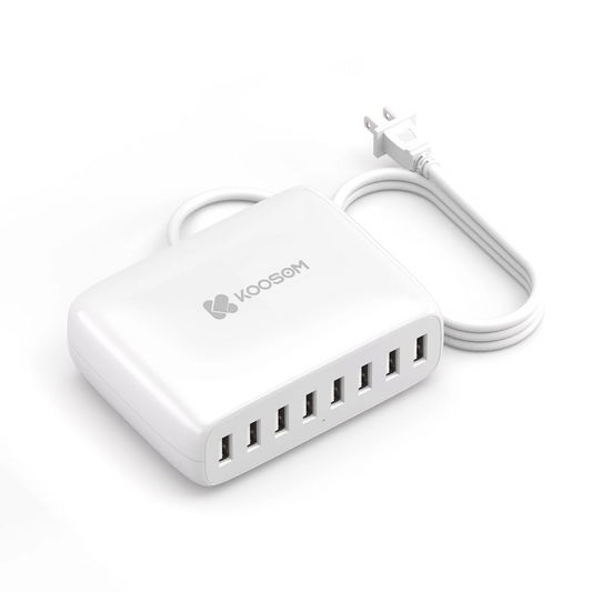 KOOSOM USB Charger Station,8-Port Desktop Charging Station for Multiple Devices,White