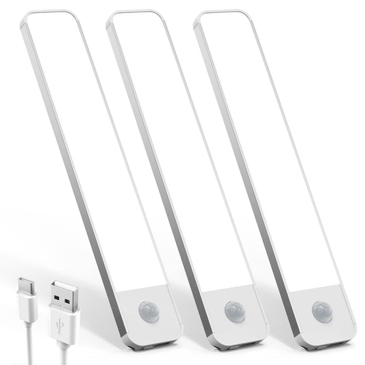 Koosom Under Cabinet Lighting,96 LED Rechargeable Under Cabinet Lights Wireless, 1100mah Closet Lights Battery Operated, Dimmable Motion Sensor Light Indoor, Under Counter Lights for Kitchen, Cabinet