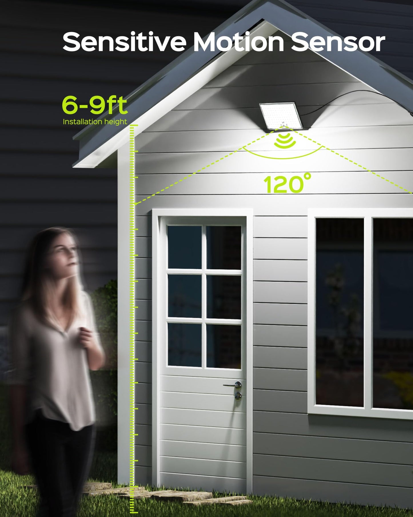 Koosom Motion Solar Lights Outdoor, 113 LED Cool White Bright Solar Flood Lights Waterproof, Dusk to Dawn Outdoor Solar Powered Security Lights for Fence Porch Patio Yard Garage, 2 Pack