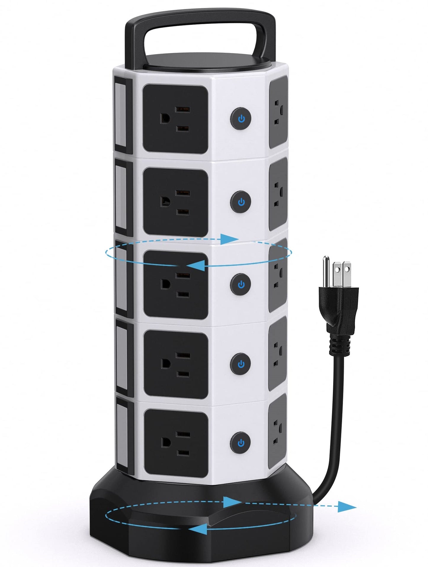 Koosom Power Strip Tower Surge Protector, 20 Outlets 6 USB (2 USB C) Charging Station, Extension Cord with Multiple Outlets, 1050J 1625W/13A Outlet Extender 6.5ft Extension Cord for Home Office